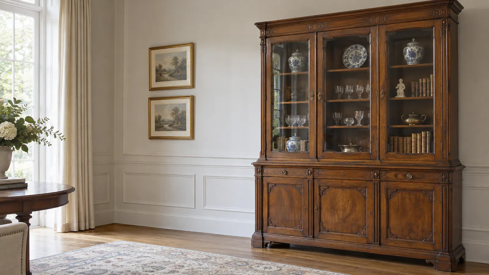 Antique wood cabinet in an interior