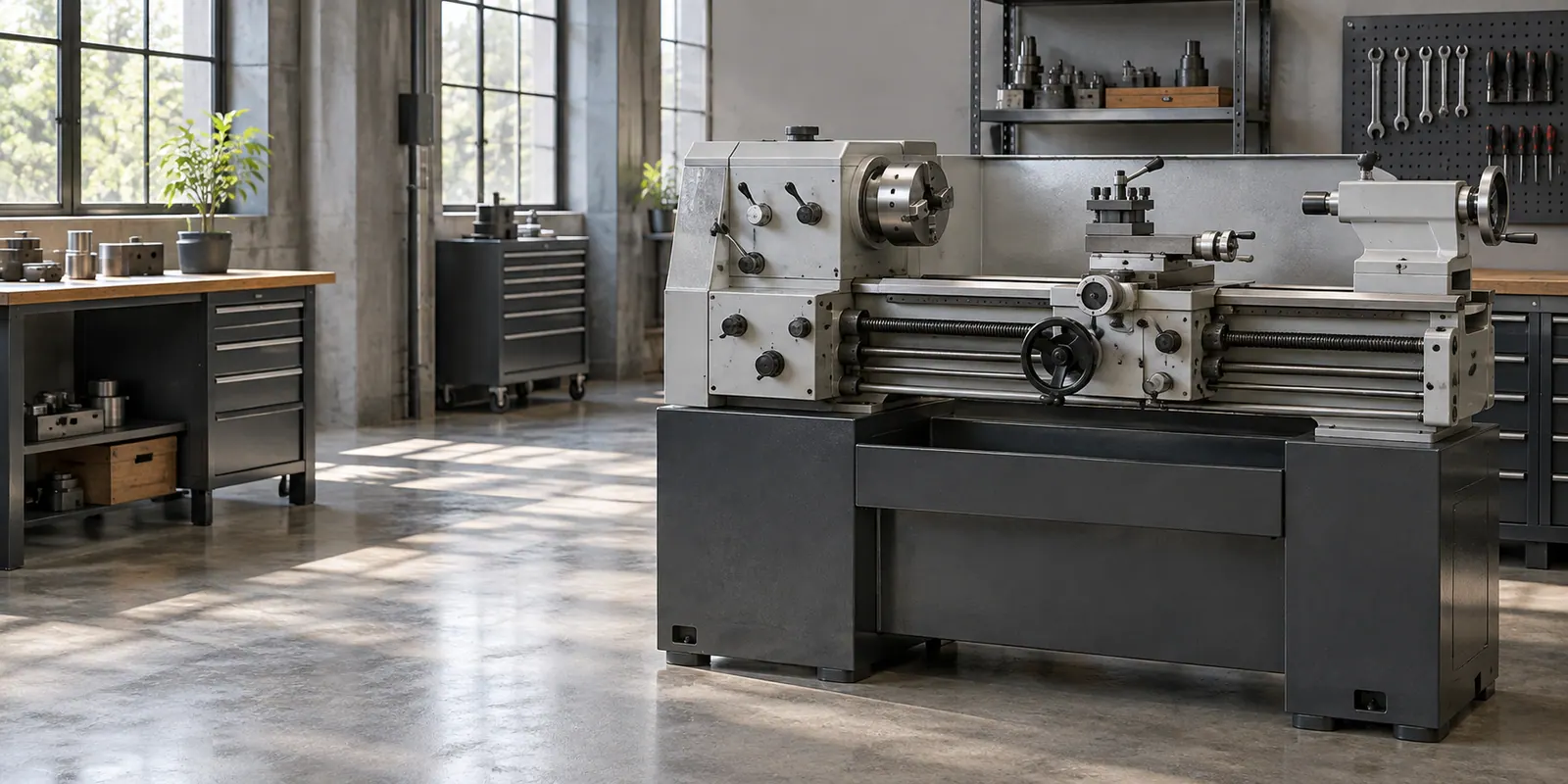 Workshop machine on a level floor