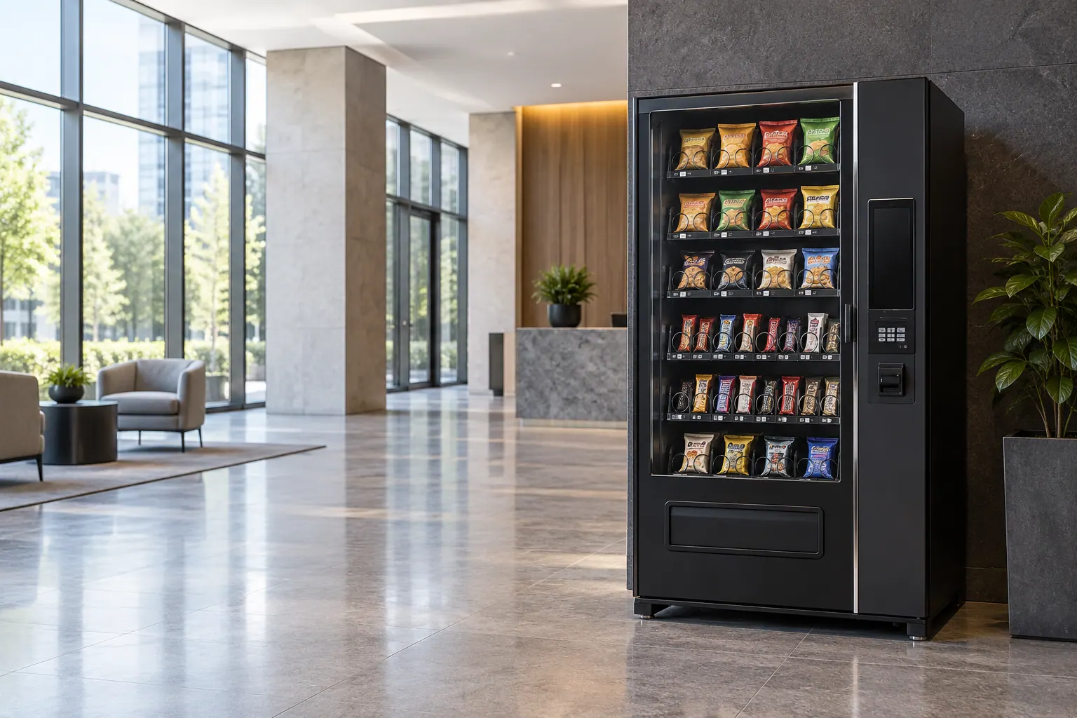 Vending machine in a business interior
